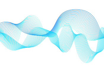 Blue sound waves representing voices.